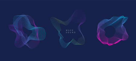 Modern sound wave curve isolated on dark background. Design element for music poster and banner. Modern design. Vector illustrationのイラスト素材