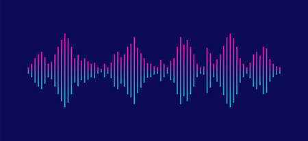 Sound wave equalizer isolated on dark background. Voice and music audio concept. Modern design. Vector illustrationのイラスト素材