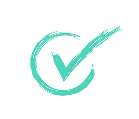 Check mark brushed isolated on white background. Green tick, check list icon. Vector illustration.のイラスト素材
