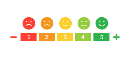 Customer satisfaction rating. Feedback emotion scale on white background. Vector illustrationのイラスト素材