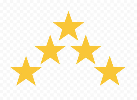 Five stars icon isolated on transparent background. Service rating, feedback, satisfaction. Vector illustrationのイラスト素材