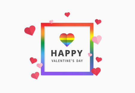 LGBTQ. Heart shape in lgbtq flag. Happy Valentine's Day greeting card. Design for banners, flyers, postcards. Vector illustrationのイラスト素材