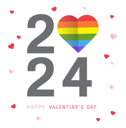 Happy Valentine's Day 2024. LGBTQ Pride concept. Mini Heart background. Vector illustrationのイラスト素材