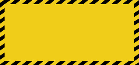 Warning sign. Blank warning sign. Black and yellow line striped. Vector illustrationのイラスト素材