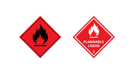 Flammable liquid sign on white background. Danger sign. Label, Sticker, Symbol. Vector illustration.