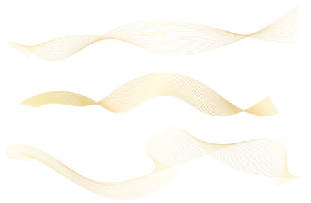 Golden line isolated on white background. flowing wave lines. Abstract background. Vector illustrationのイラスト素材