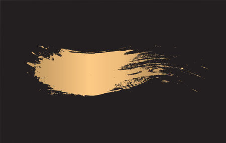 Gold brush strokes isolated on black background. Vector illustrationのイラスト素材