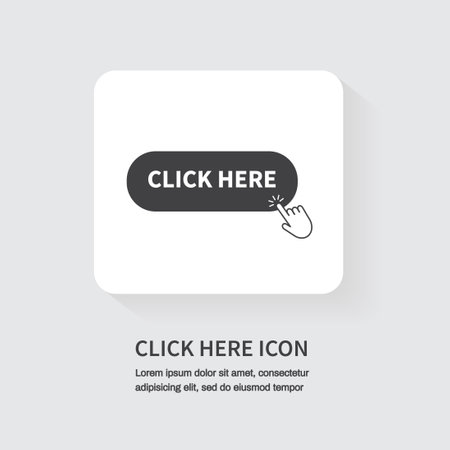 Click here button isolated on white background. Cursor Click. Vector illustrationのイラスト素材