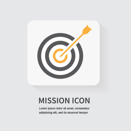 Mission icon. Target with arrow. Business concept. Vector illustration.のイラスト素材