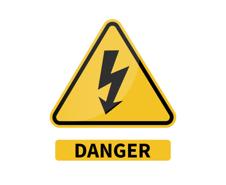 High voltage sign on white background. Danger sign. Vector illustration.のイラスト素材