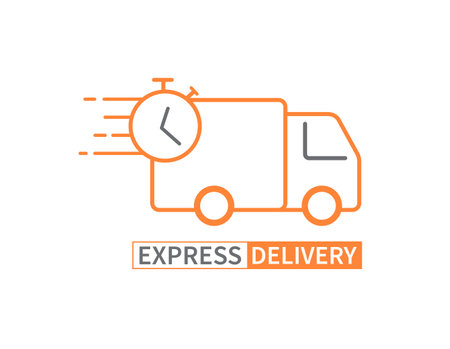 Delivery truck. Express delivery. Online shopping concept. Fast shipping. Vector illustration.のイラスト素材