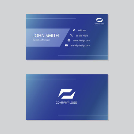 Elegant business card, blue and white business card. Vector illustration.のイラスト素材