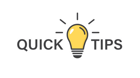 Quick tips. Light lamp bulb on white background. advice and idea for business and advertising. Vector illustrationのイラスト素材