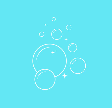Soap bubbles. Oxygen bubbles in water. Fizzy water background. Vector illustrationのイラスト素材