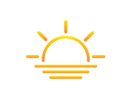 Sun with ocean wave. Sunset Beach. Sun icon isolated on white background. Vector illustrationのイラスト素材