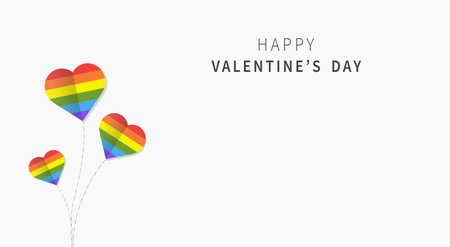 Happy Valentine's Day. LGBTQ Pride. Rainbow heart. Copy space white background. Vector illustrationのイラスト素材