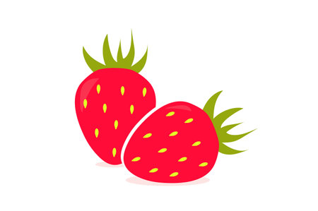 Strawberry isolated on white background. Ripe strawberry. Red berry fruit. Vector illustration.のイラスト素材