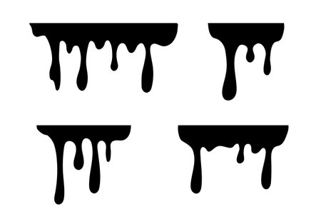 Dripping liquid. Melt drop. Flowing liquid isolated on white background. leak, splash, spilled liquid. Vector illustration.のイラスト素材