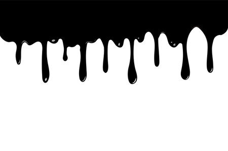 Dripping liquid. Melt drop. Flowing liquid isolated on white background. leak, splash, spilled liquid. Vector illustration.のイラスト素材