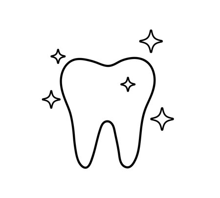 Tooth icon. Sparkling clean tooth. Dental symbol Isolated on white background. Vector illustrationのイラスト素材