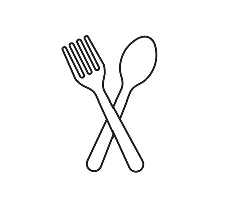 Fork and spoon icon. Restaurant utensil symbol. Cutlery icon set. vector Illustration.のイラスト素材