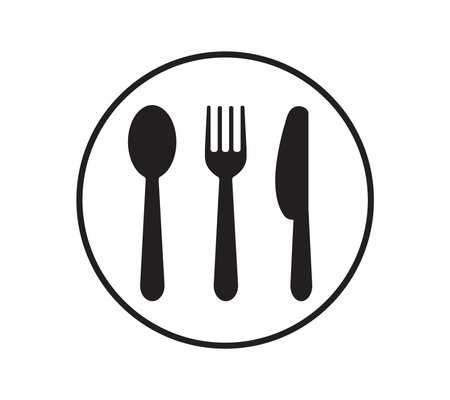 Fork and spoon icon, knife icon. cutlery icon set. Menu symbol. Restaurant iconのイラスト素材