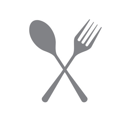 Fork and spoon icon. Restaurant utensil symbol. Cutlery icon set. vector Illustration.のイラスト素材