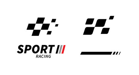 Race flag Design. Race flag icon logo. Racing stripes. Sport checkered. Motorsport graphics.のイラスト素材