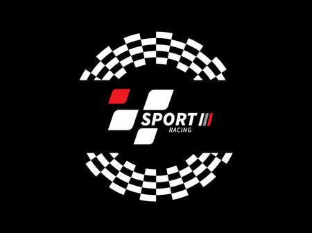 Circle checkerboard race. Checkered circle frame. Race flag. Racing Sport Checkered.のイラスト素材