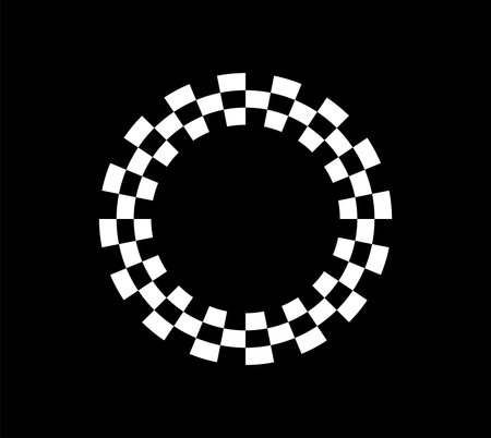 Circle checkerboard race. Checkered circle frame. Race flag. Racing Sport Checkered.のイラスト素材