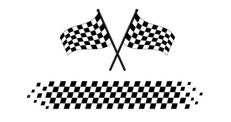 Race flag background. Checkered flag. Black and white checker. Start and finish flag. Vectorのイラスト素材