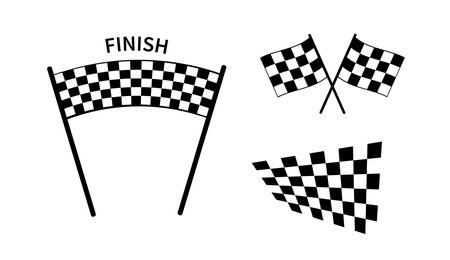 Start and finish flag. Race flag. Checkered flag. Race motorsport graphics. Vector illustrationのイラスト素材