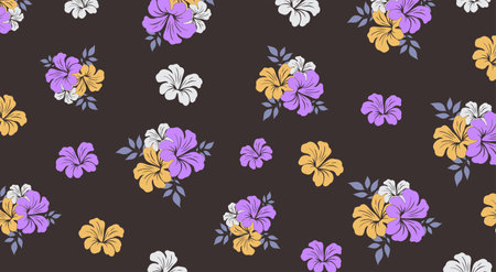 Hibiscus flowers Pattern. Hawaiian Seamless Pattern. Tropical flowers and Leaves. Aloha Shirt, fabric, textileのイラスト素材