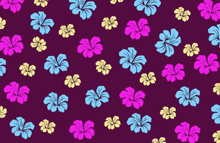 Hibiscus flowers Pattern. Hawaiian Seamless Pattern. Tropical flowers and Leaves. Aloha Shirt, fabric, textileのイラスト素材