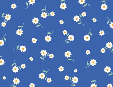 Floral pattern seamless. Cute daisy flower. Small flower. floral background.のイラスト素材