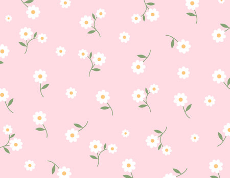 Floral pattern seamless. Cute daisy flower. Small flower. floral background.のイラスト素材