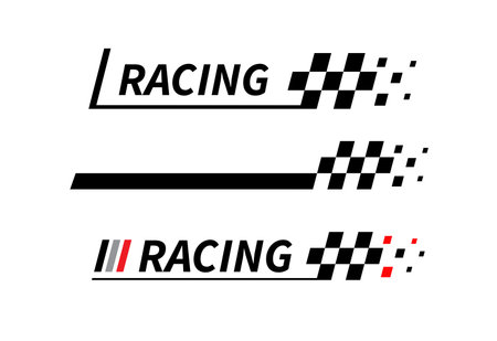 Racing stripes. Race flag. Checkered flag. Sport car decal stripes.のイラスト素材