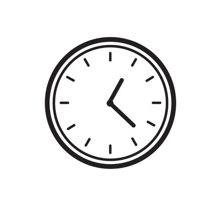 Time and Clock icon. Analog clock on white background. Vector illustrationのイラスト素材