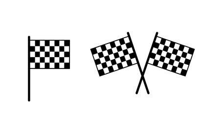 Race flag. Checkered flag or start and finish flag. Crossed flag for Racing Motorsport.のイラスト素材