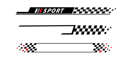 Sport car stripe stickers. Racing stripes. Checkered flag. Stickers car decal.のイラスト素材