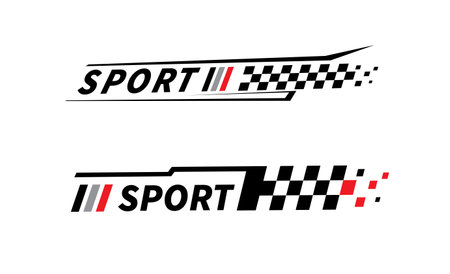 Sport car stripe stickers. Racing stripes. Checkered flag. Stickers car decal.のイラスト素材