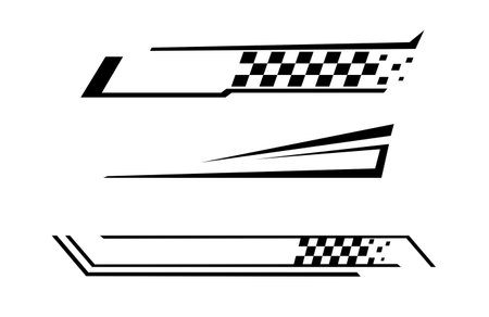 Sport car stripe stickers. Racing stripes. Checkered flag. Stickers car decal.のイラスト素材