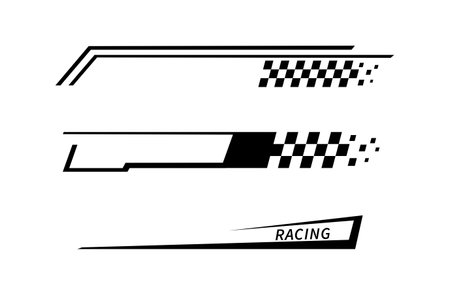 Sport car stripe stickers. Racing stripes. Checkered flag. Stickers car decal.のイラスト素材