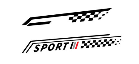 Sport car stripe stickers. Racing stripes. Checkered flag. Stickers car decal.のイラスト素材