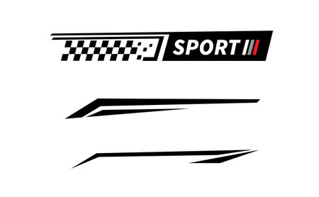 Sport car stripe stickers. Racing stripes. Checkered flag. Stickers car decal.のイラスト素材