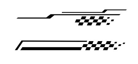 Sport car stripe stickers. Racing stripes. Checkered flag. Stickers car decal.のイラスト素材