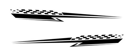 Sport car stripe stickers. Racing stripes. Checkered flag. Stickers car decal.のイラスト素材