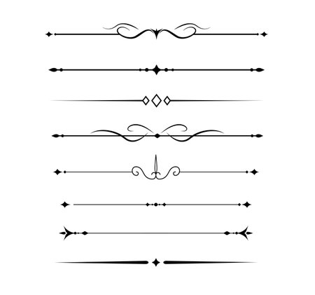 Set of Vintage decorative lines. text dividers. Line border. Lines separators. Vector illustrationのイラスト素材