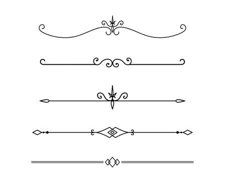 Set of Vintage decorative lines. text dividers. Line border. Lines separators. Vector illustrationのイラスト素材