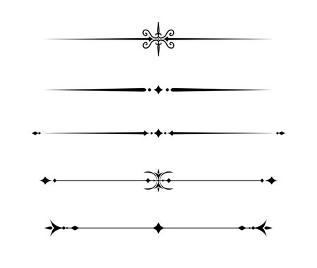 Set of Vintage decorative lines. text dividers. Line border. Lines separators. Vector illustrationのイラスト素材